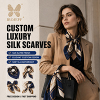 Nouvel Arrivage Foulard en Soie pour Femme, Ivoire et Bleu Marine, Bordure Chaîne, Doux, Léger, Finition Lisse, Accessoire de Mode, Fournisseur
