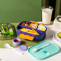 Boîte à lunch bento à 4 compartiments, boîte à lunch bento pour enfants, boîte à lunch en plastique PP pour enfants, école