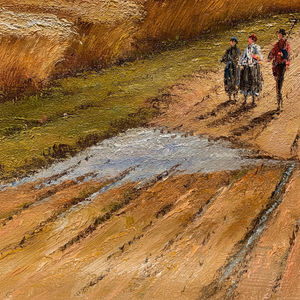 Dipinti a olio da campo classici dipinti a mano 20in × 24in tre persone nella fattoria arte 100% arti su tela - Product Image 1