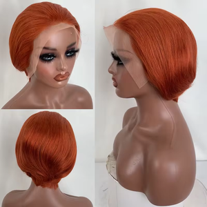 12a Bán Buôn Giá Rẻ Pixie Xoăn Bob Ren Phía Trước Tóc Giả Cho Phụ Nữ Da Đen, Brazil Ren Phía Trước 13X4 Ngắn Xoăn Bob Pixie Cắt Tóc Giả - Product Image 2