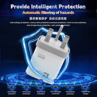 Chargeur électrique super rapide 3 en 1 conforme aux normes européennes PD 3.0 QC3.0, ignifuge, 66W, adaptateur d'alimentation USB A+C+L pour ordinateur portable et téléphone portable