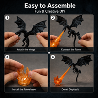 Lampe LED Dragon Souffleur de Feu Imprimée en 3D, Décoration de Bureau Fantaisie, Figurine de Collection, Cadeau