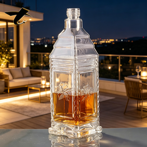 Botellas de Vidrio Rojas Personalizadas de Fábrica de 500ml y 750ml con Tapa de Rosca, Botellas para Whisky, Ron, Tequila y Vino de Marca, Gran Venta - Product Image 1
