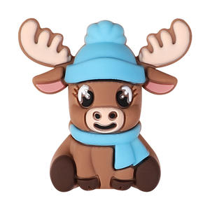 New Christmas Reindeer 3D Cartoon <strong>Silicone</strong> <strong>Beads</strong> DIY Keychain Snowman <strong>Beads</strong> <strong>Wholesale</strong> - Product Image 5