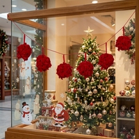 Guirlande de Noël en tissu avec petits nœuds, 1,8 m, pour escalier, porte, mur, toile de fond de fête