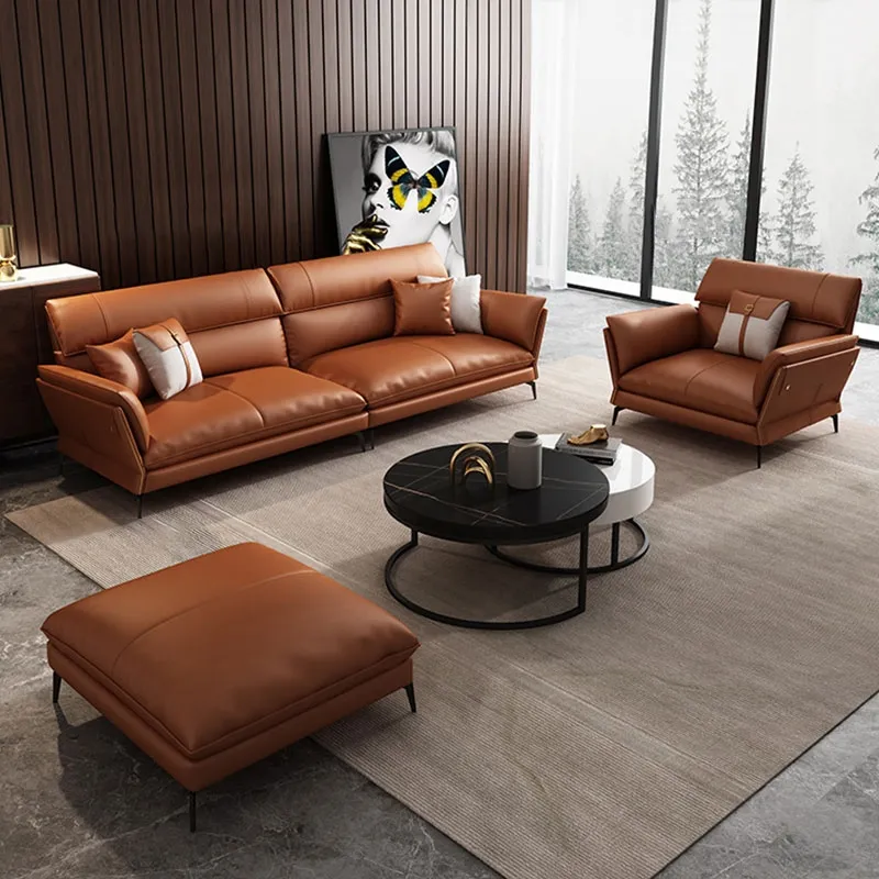 Italian minimalist leather sofa simple modern living room sofa furniture