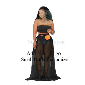 Nouveautés : Ensemble deux pièces pour femme, haut tube et robe en maille transparente sexy - Product Image 4