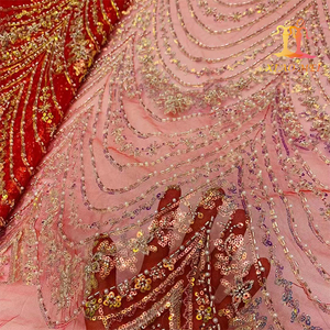 Giá Bán Buôn 100% <span class=keywords><strong>Polyester</strong></span> Sang Trọng Châu Phi Đính Cườm & Sequins <span class=keywords><strong>Fancy</strong></span> Thêu Vải Tuyn Ren XM-CF0129 - Product Image 2