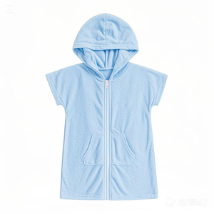 Comodo Accappatoio con Cappuccio per Bambini in Spugna di Poliestere, Alta Qualità, con Zip Frontale, Costume <span class=keywords><strong>da</strong></span> <span class=keywords><strong>Bagno</strong></span> e Copricostume - Product Image 2