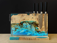 Porte-couteau magnétique en bois de ronce époxy bloc de couteaux magnétique présentoir de couteaux pour comptoir organisateur de cuisine maison directe