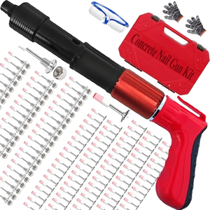 Kit de pistola de clavos neumática portátil de acero de 120 piezas, 5 velocidades ajustables, 1 año de garantía, para trabajar la madera, decoración, grado industrial, bricolaje - Product Image 1