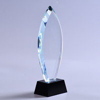 Fontaine ovale en cristal K9 de haute qualité, en forme de feuille de verre, avec Base noire,