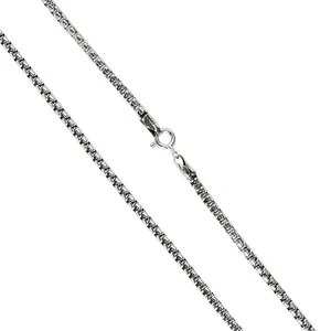 Collar de cadena de plata de ley 925 auténtica para hombre y mujer, joyería de 2,5mm, caja retro de hip hop