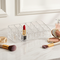 Organisateur de Rouge à Lèvres et Gloss en Acrylique Transparent pour Entrepôt - Durable, Boîte de Rangement de Bureau Ajustable, Base Antidérapante, Empilable pour Maquillage