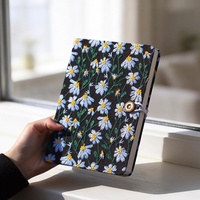 Carnet Tissu Brode Marguerite A5 Couverture Rigide Journal Floral Fait Main Cahier pour Bureau Ecole Cadeau Papeterie