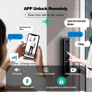 Kunci Pintu Depan Rumah Mewah Luar Ruangan Berbahan Aluminium Elektronik dengan Kunci Biometrik Sidik Jari Tuya Smart Lock dan Kamera Pengenal Wajah 3D - Product Image 2