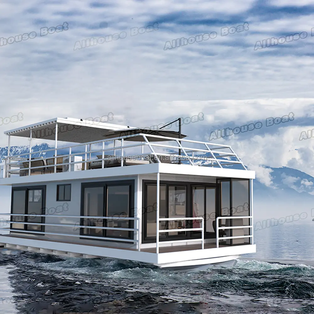 Luxuoso Flutuante Submarino Clube Mar Grande Painel Solar De Alumínio Houseboat Na Água Flotor Casa Pré-fabricada Barco