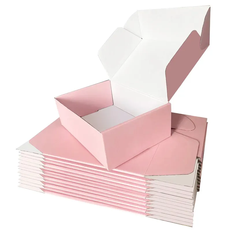 Groothandel Biologisch Afbreekbaar Bruin Roze Gegolfde Verpakking Verzending Geschenkpapier Doos Custom Logo Kartonnen Dozen Voor Verpakking