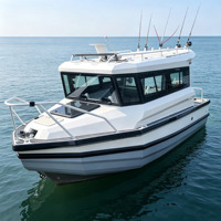 Bateau de pêche en alliage d'aluminium, bateau rapide, yacht de 7,5 mètres, blanc, pour la pêche en mer