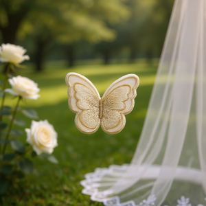 Aplique de Mariposa Ilan de 5x4cm, Accesorio Nupcial Bordado con Clip para el Cabello - Product Image 2