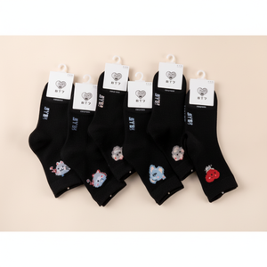 Pour BTS taille unique bas à carreaux longueur personnalisable cheville genou respirant Transparent hiver printemps été bas tricotés Cu - Product Image 1