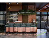 Concept de design pour bar à bière et restaurant, plan d'aménagement intérieur de cour, ensemble de mobilier de salle à manger moderne et industriel pour restaurant et bar