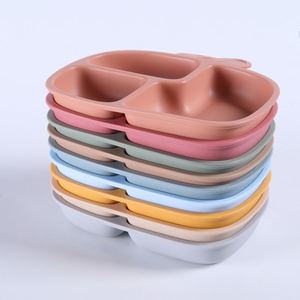 Silicone Baby Dinner Plate with Suction Cup Food Grade Kidsren's Separated Meal Bowl <b>Set</b> Integrated <b>Lunch</b> Boxes - Product Image 1