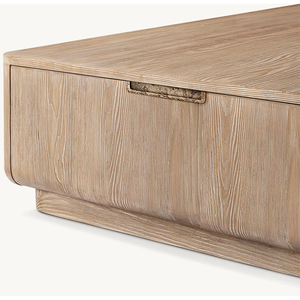 Villa-Grade Oak Veneers <strong>Crafted</strong> Sturdy Living Room Coffee <strong>Table</strong> <strong>With</strong> <strong>Storage</strong> Drawers - Product Image 3