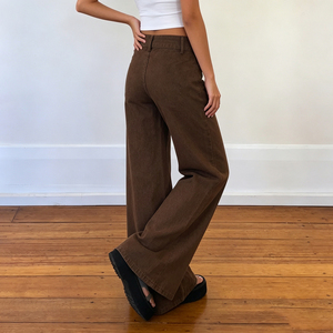 Pantalones Vaqueros Anchos de Cintura Baja Estilo Y2K para Mujer, Color Marrón, con Cinturón, Corte Holgado, Largos, Estilo Vintage, Casual, para Otoño - Product Image 6