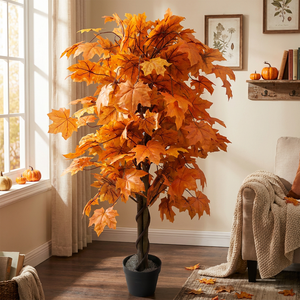 <span class=keywords><strong>Albero</strong></span> di Acero Artificiale da 1,2 m con Foglie Autunnali Arancioni, Pianta in Vaso per Decorazioni Stagionali, Halloween e Ringraziamento - Product Image 6