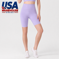 Shorts de yoga mi-longs pour femmes, violet uni, en spandex, extensibles dans quatre directions, taille élastique, respirants, séchage rapide, sans coutures, longueur genou