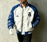 Blouson Bomber d'Hiver Fin et Réversible en Sherpa pour Homme, Imperméable et Coupe-Vent, avec Logo Brodé, Style Sororité et Motifs Grecs