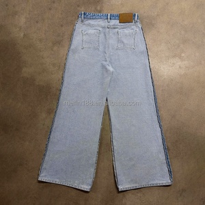 Custom Streetwear High Waist Straight Leg <b>Jeans</b> Pants Reverse Wear Denim Manufacturer Cut and Sew Denim Custom Baggy <b>Jeans</b> - Product Image 2