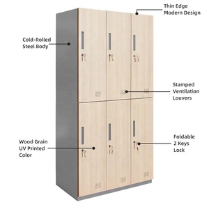 Armario Metálico <span class=keywords><strong>de</strong></span> 6 Puertas Color Madera para Personal, Almacenamiento <span class=keywords><strong>de</strong></span> Archivos, Guardarropa para Escuelas Públicas - Product Image 2