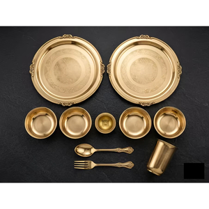 Juego de Vajilla de Lujo de Latón, Estilo Antiguo, Platos, Tazones, Cuchara/Tenedor/Cuchillo/Palillos de Metal, Apto para Lavavajillas - Product Image 4