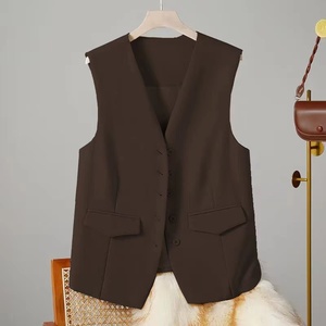 <span class=keywords><strong>Gilet</strong></span> de <span class=keywords><strong>Costume</strong></span> Élégant Décontracté <span class=keywords><strong>pour</strong></span> Femme Printemps Automne Style Coréen Ample <span class=keywords><strong>Sans</strong></span> Manches Veste Simple Boutonnage Velours Coupe-Vent Col en V - Product Image 3