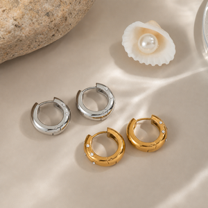 <span class=keywords><strong>Orecchini</strong></span> Geometrici a Forma di C in Acciaio Inox 316L Placcato <span class=keywords><strong>Oro</strong></span> 18K con Zirconi Incastonati, Gioielli Versatili <span class=keywords><strong>per</strong></span> Donne - Product Image 2