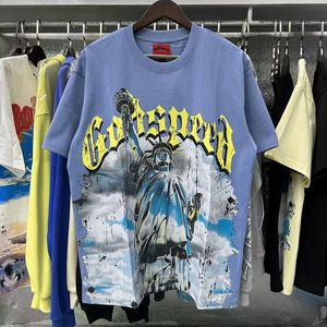 เสื้อยืดแขนสั้น GODSPEED ลายพิมพ์รูปเทพีเสรีภาพสุดเทรนดี้ ผ้าฝ้ายแท้คุณภาพสูง ทอเส้นด้ายคู่ สำหรับคู่รัก - Product Image 2