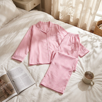 Ensemble de pyjamas personnalisés à manches longues en coton respirant pour femme, collection printemps/automne, décontracté, vente en gros, vêtements de détente à taille élastique
