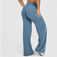 Pantalon de yoga taille haute pour femme, coupe droite, ample et amincissant, couleur unie, personnalisable