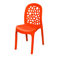 Silla de Comedor Apilable Simple y Moderna, Silla de Plástico Negra con Patrón Hueco para Restaurante Comercial