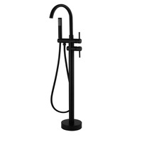 Mélangeur de douche traditionnel à poignée unique Robinet de baignoire en céramique au sol Finition brossée Robinet de baignoire Rain Stand Alone Tub Filler-Made
