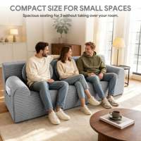 Premium-Qualität Hellgraues Tiefsitz-3-Sitzer-Sofa für Kleine Wohnzimmer 180 cm Breit Modernes Kleines Wohnzimmer-Sofa
