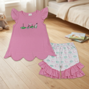 GSSO2660 Girls Casual Set Pink Golf Embroidery Print 3-6m Children's <b>Clothing</b> for Toddlers <b>Baby</b> Girl 250g - Product Image 3