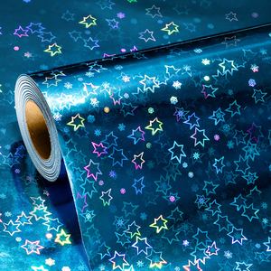 Large quantity customizable lake <b>blue</b> star laser daily packaging <b>paper</b> for gift wrapping - Product Image 1