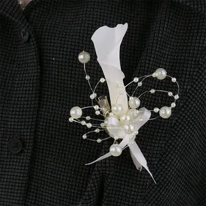 2024 giglio di Calla avorio vero fiore conservato uomo Boutonniere Set caldo decorazioni di nozze abito da ballo da sposa accessori bianco