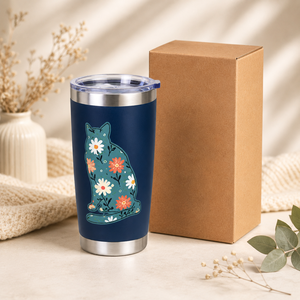 แก้วเก็บความร้อนสุญญากาศสองชั้น สแตนเลสสตีล ลายสุนัขและแมว พร้อมฝาใส - Product Image 5