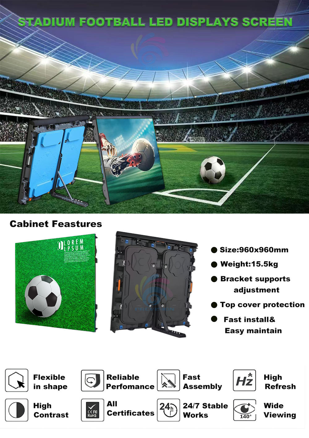 Best Selling Soccer Boards P5 P6 P8 P10 LED Modules Rgb Led Video
