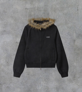 Sweat à capuche streetwear automne, poids lourd 400 g/m², impression numérique, logo personnalisé, double fermeture éclair, col en fourrure - Product Image 1