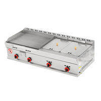 Grill Professionnel à Gaz + Friteuse Double Tout-en-Un en Acier Inoxydable